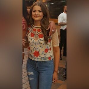 River Island Embroidered Floral Top